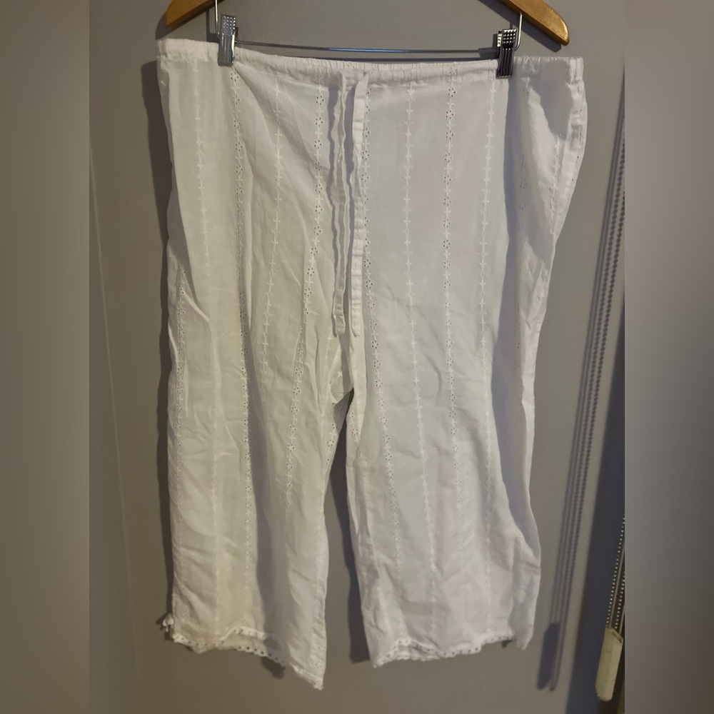 La SENZA Semi Sheer White Lace Trim Pajama Capri XL